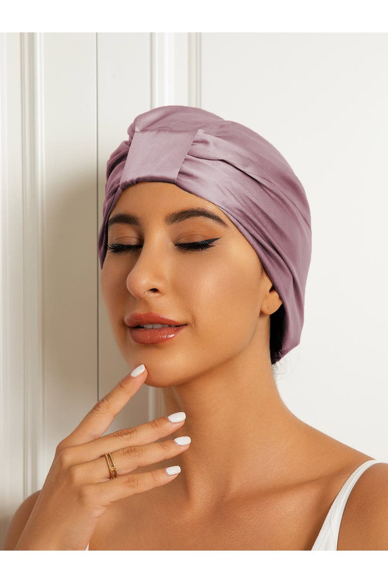 Pure Silk Double Layer Night Bonnet, Alternate, color, PaleMauve