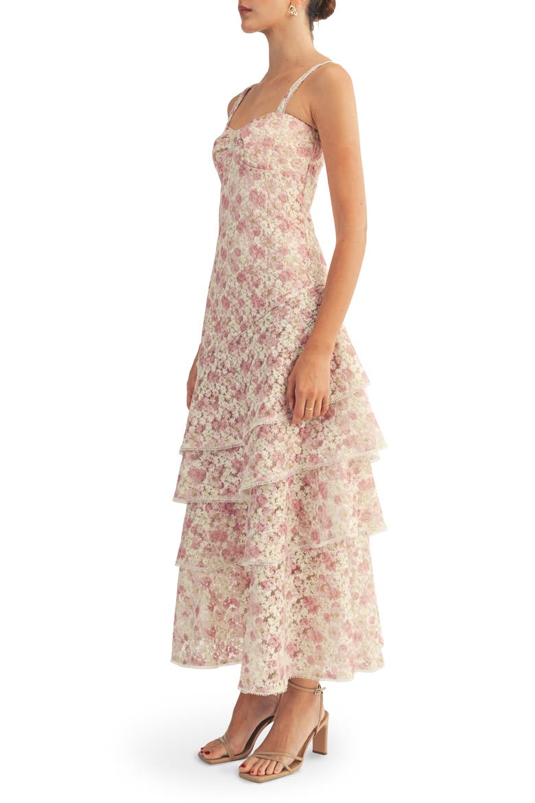 Lorraine Layered Ruffle Sleeveless Maxi Dress, Alternate, color, PINK MULTI