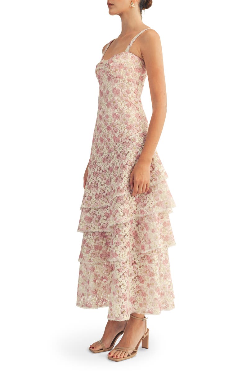 Arose Studio Lorraine Layered Ruffle Sleeveless Maxi Dress, Alternate, color, Pink Multi