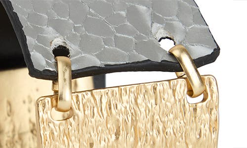 Saachi Hammered Metal & Faux Leather Bracelet In Gold