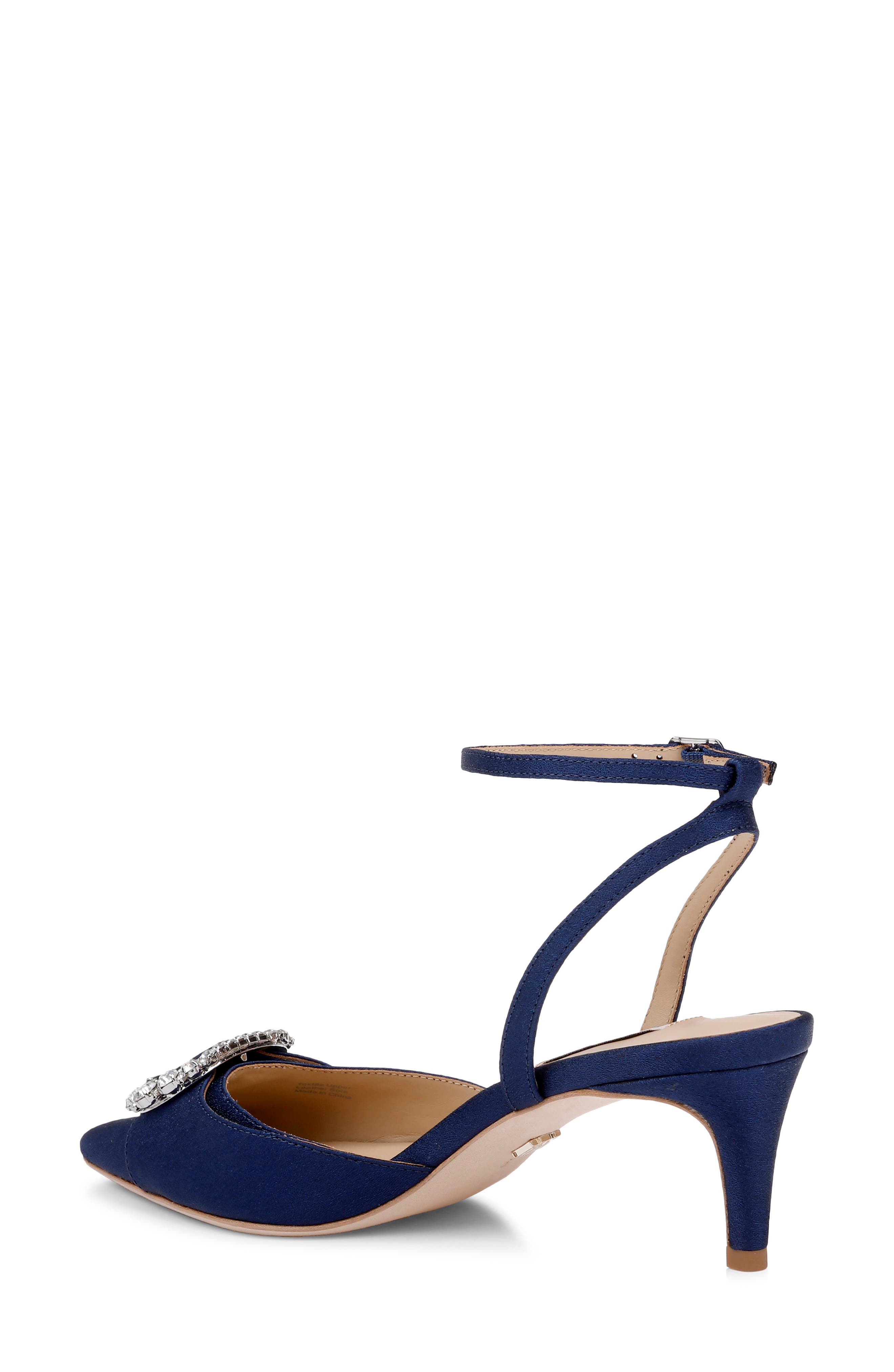 Odesza Kitten Heel Ankle Strap Pump, Alternate, color, NAVY CREPE
