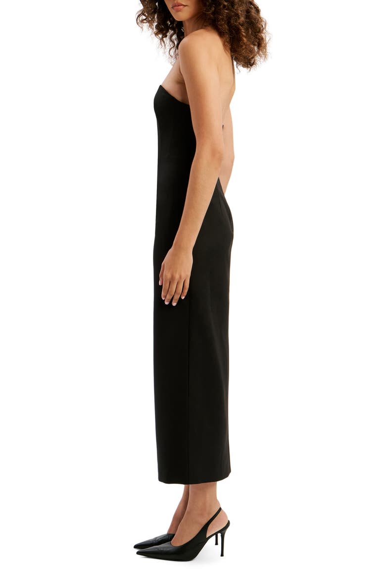 Paltrow Strapless Midi Dress, Alternate, color, BLACK