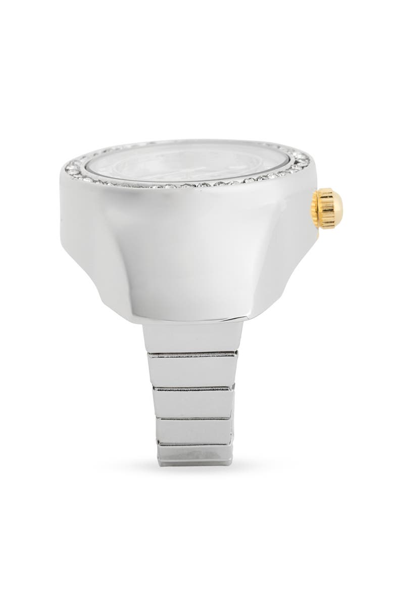 Jessica Simpson Floating Crystal Ring Watch, Alternate, color, Silver