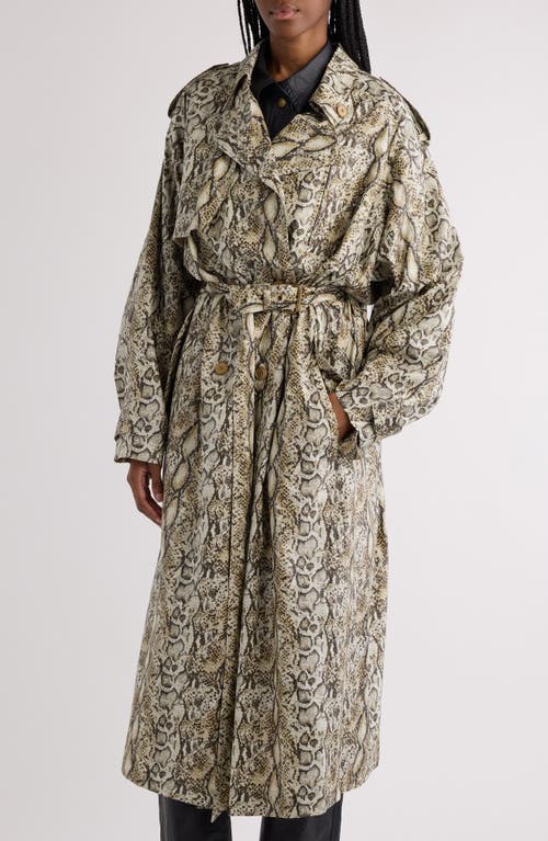 Isabel Marant Freanne Python Print Oversize Trench Coat In Natural