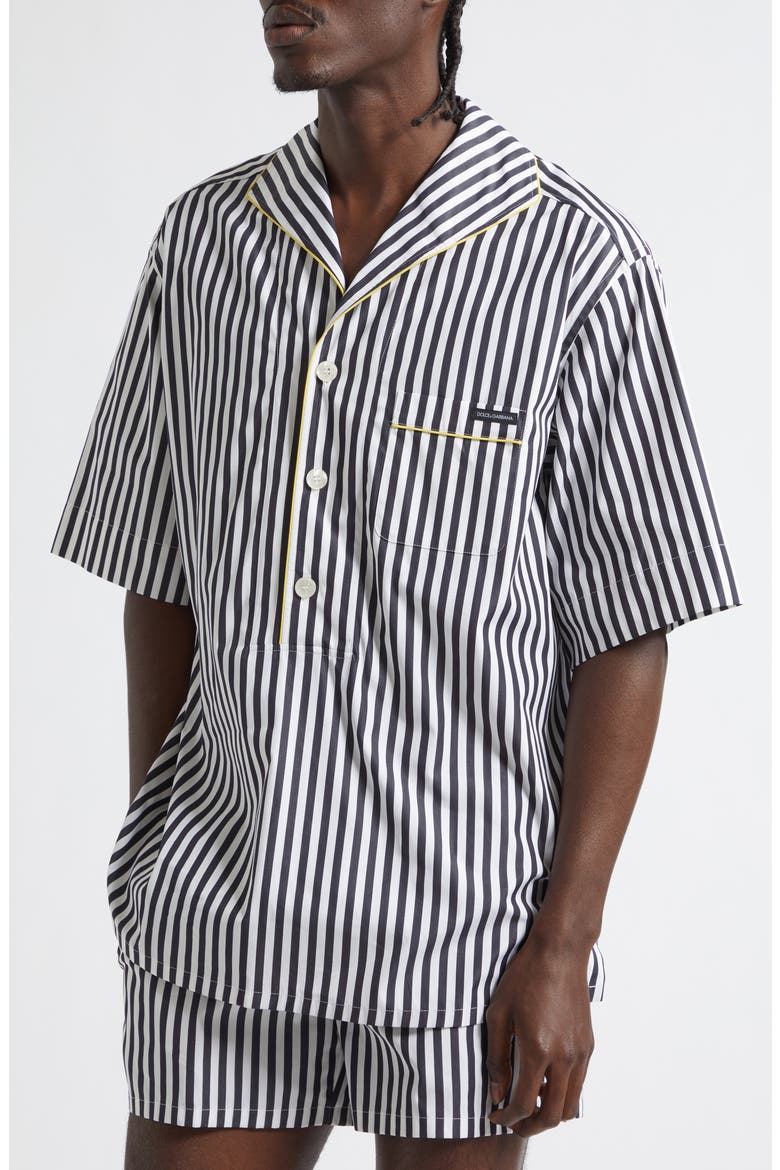 Stripe Cotton & Silk Poplin Pajama Shirt, Alternate, color, S8057 RIGATO