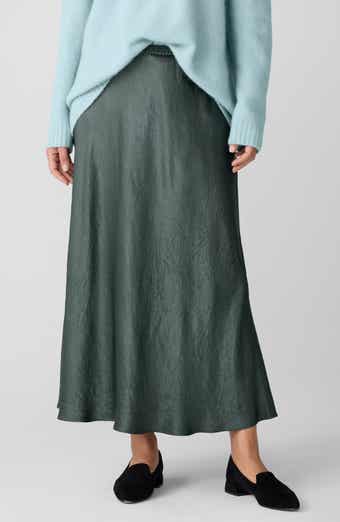 Eileen Fisher Crinkle Satin Bias Skirt