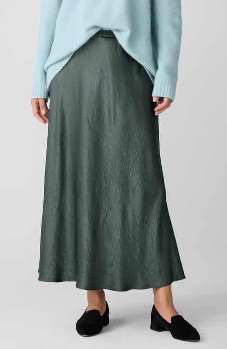 Eileen Fisher Crinkle Satin Bias Skirt