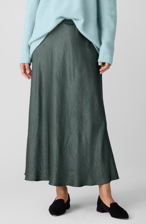 Eileen Fisher Crinkle Satin Bias Skirt In Green