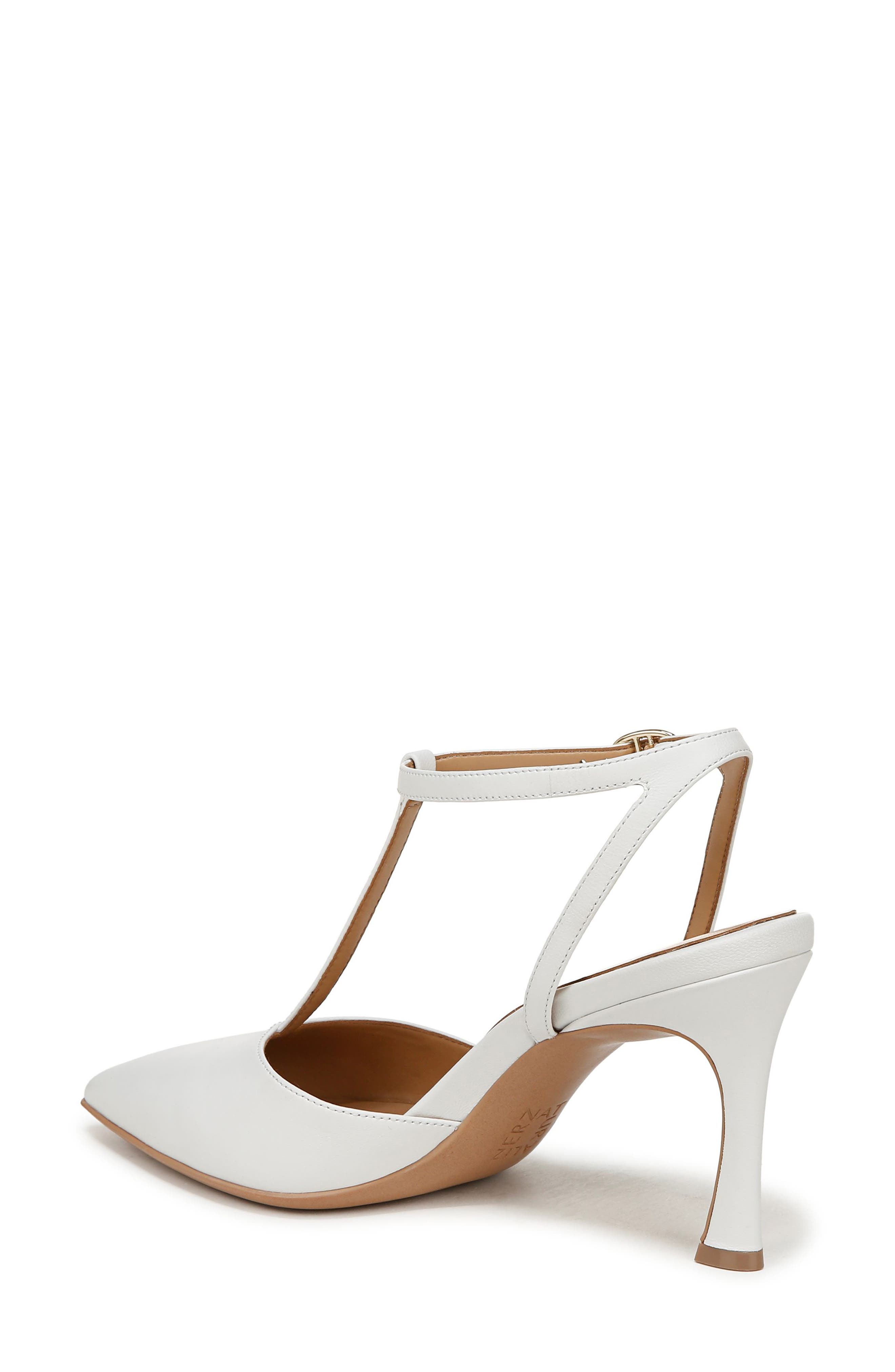 Astrid T-Strap Pointed Toe Pump, Alternate, color, WHITE LEATHER