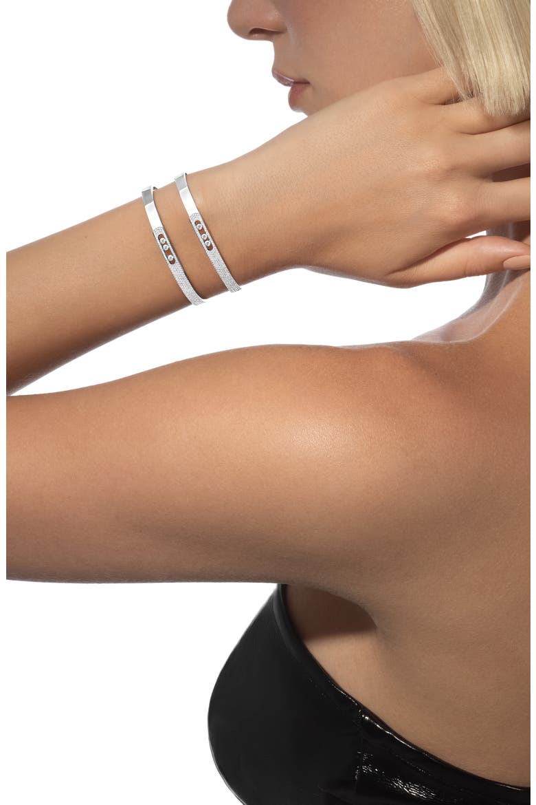 Move Noa Pavé Diamond Bangle, Alternate, color, WHITE GOLD