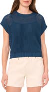 Halogen® Open Stitch Cotton Crop Sweater Vest