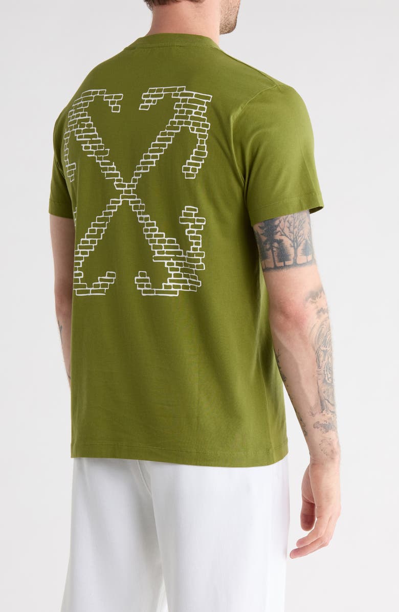 Off-White Brick Arrow Slim Crew T-Shirt, Alternate, color, Green And White