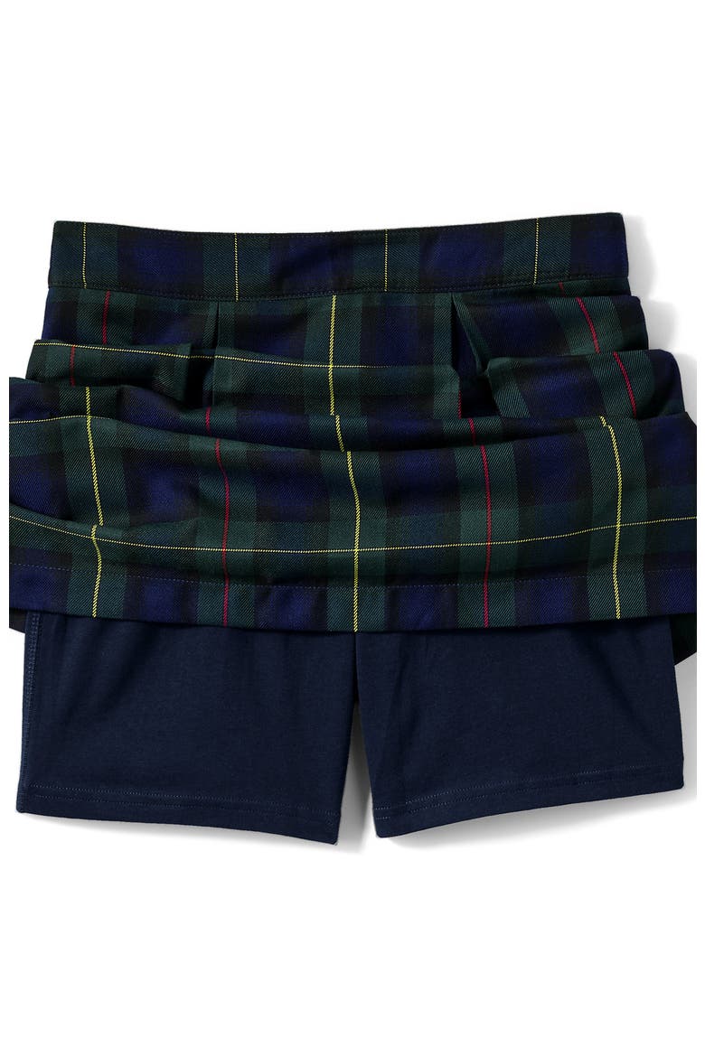 School Uniform  Plaid Pleated Skort Top of Knee, Alternate, color, Plaid Hunter/Classic Navy