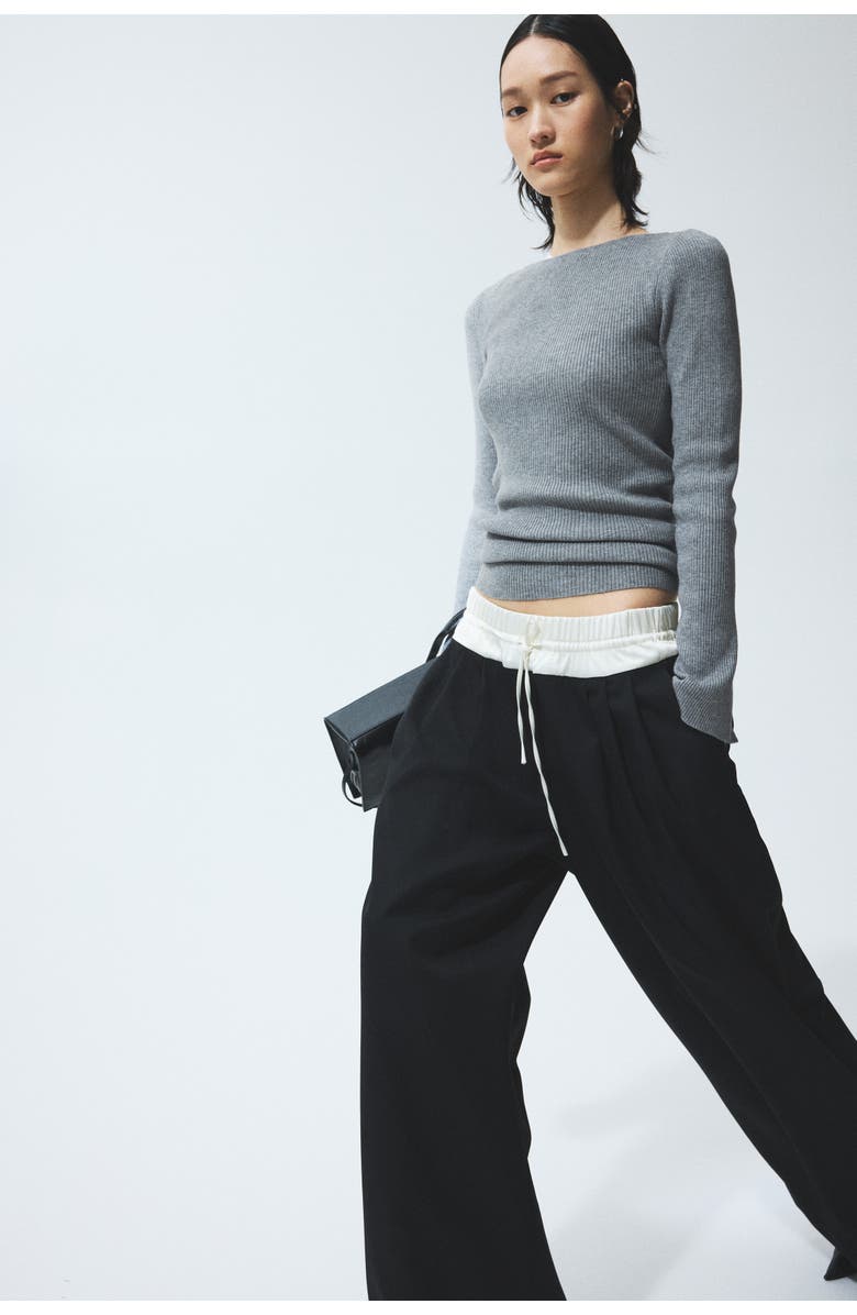 H&M Rib-knit Top, Alternate, color, Gray Melange