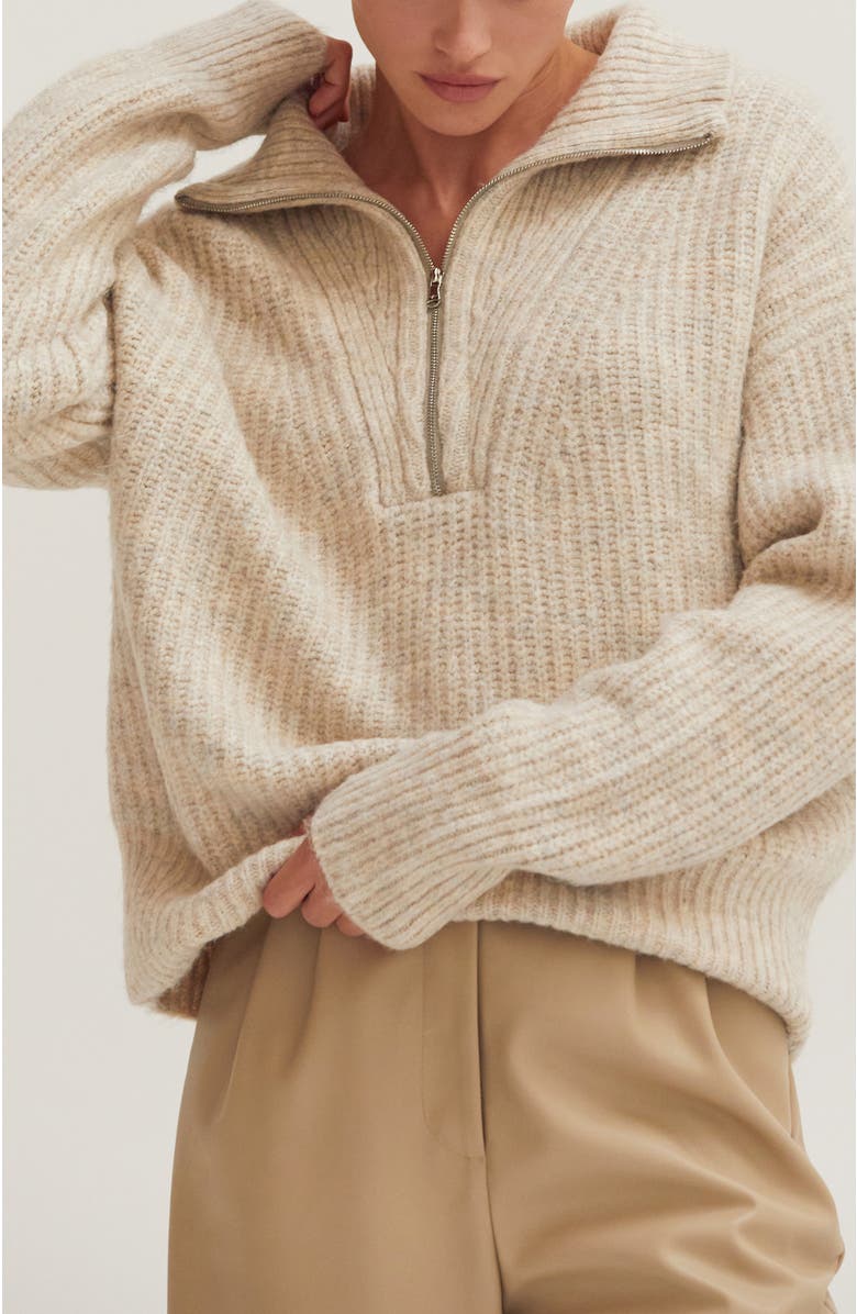 CRESCENT Half-Zip Funnel Neck Sweater, Alternate, color, Oatmeal