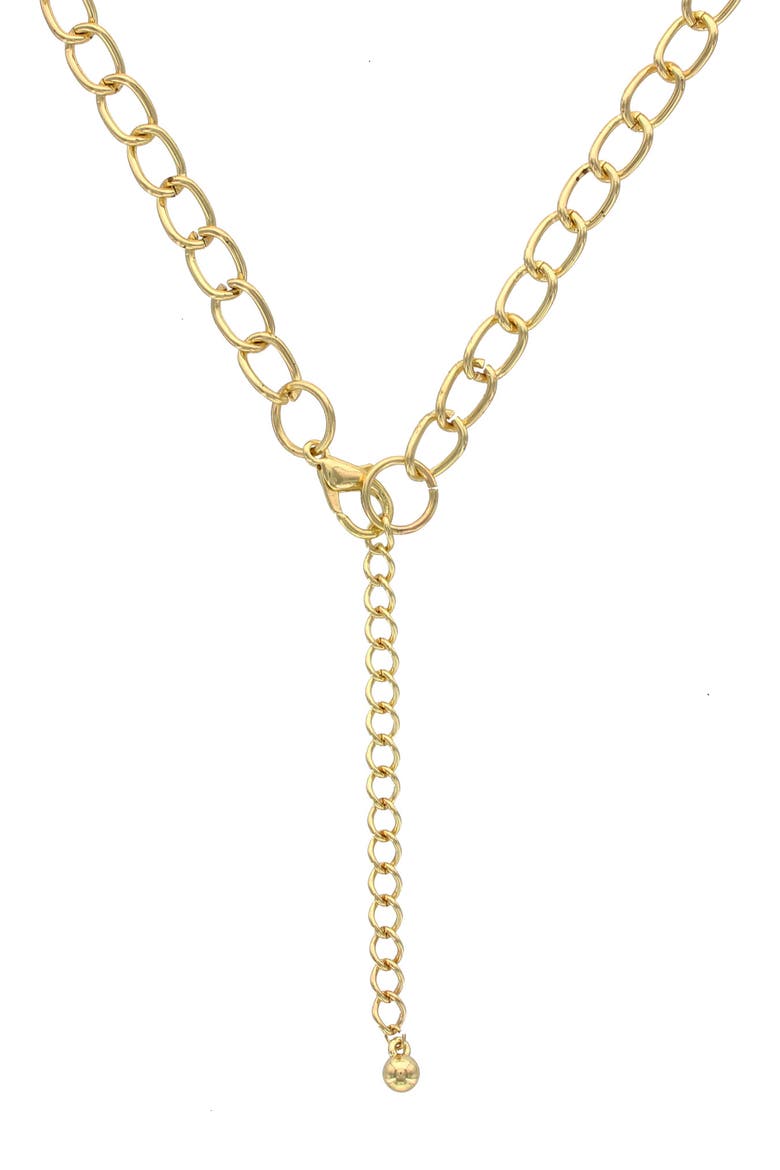 14K Gold Plated Crystal Edged Link Necklace, Alternate, color, LIGHT BLUE