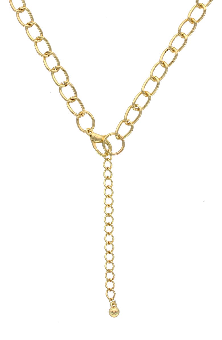 OLIVIA WELLES 14K Gold Plated Crystal Edged Link Necklace, Alternate, color, Light Blue