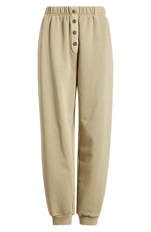 Frame Button Front Cotton Blend Sweatpants In Vintage Military