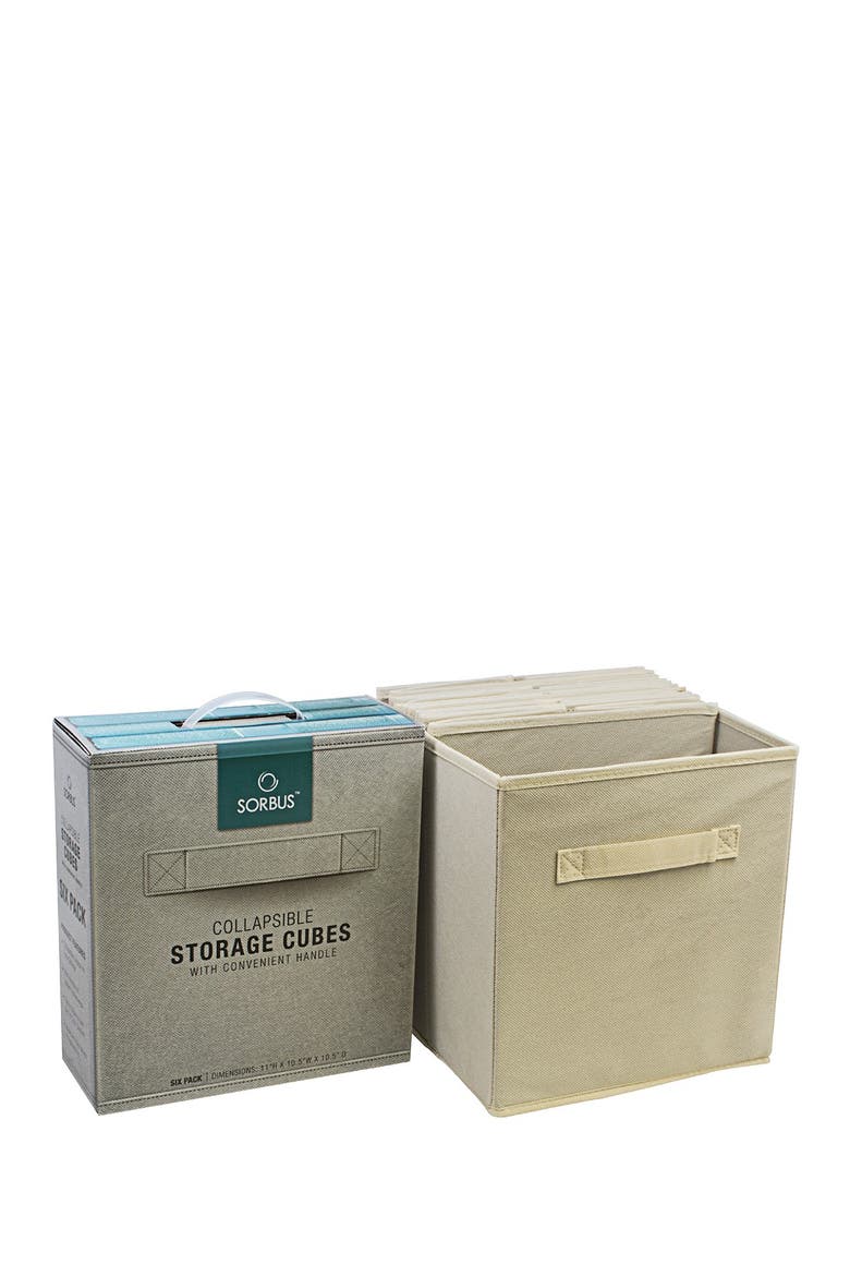 Foldable Storage Cube Basket Bin - Set of 6 - Beige, Alternate, color, BEIGE