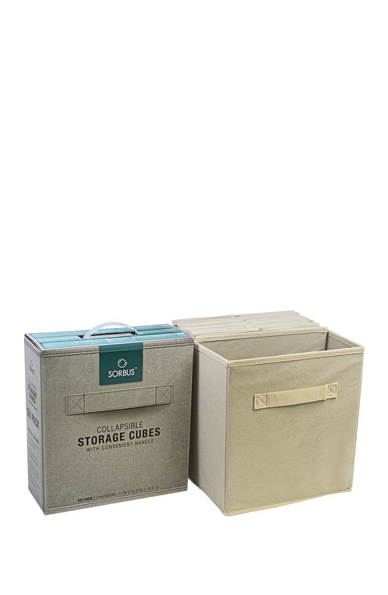 SORBUS Foldable Storage Cube Basket Bin - Set of 6 - Beige, Alternate, color, Beige