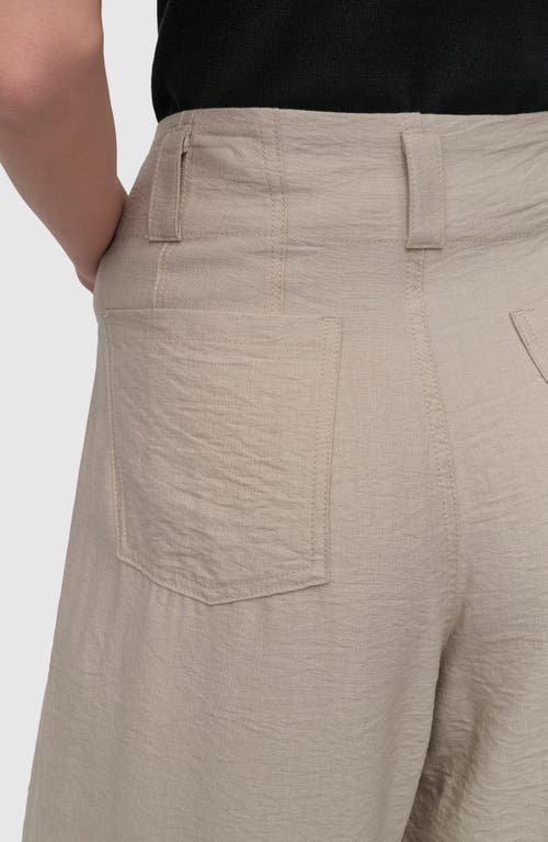 Dkny Crinkle High Waist Wide Leg Pants In Pebble