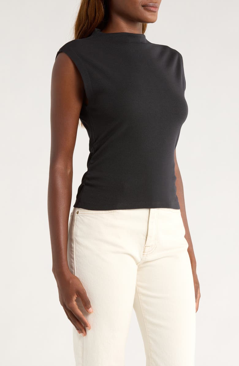 Marine Layer Lexi Rib Mock Neck Top, Alternate, color, Washed Black