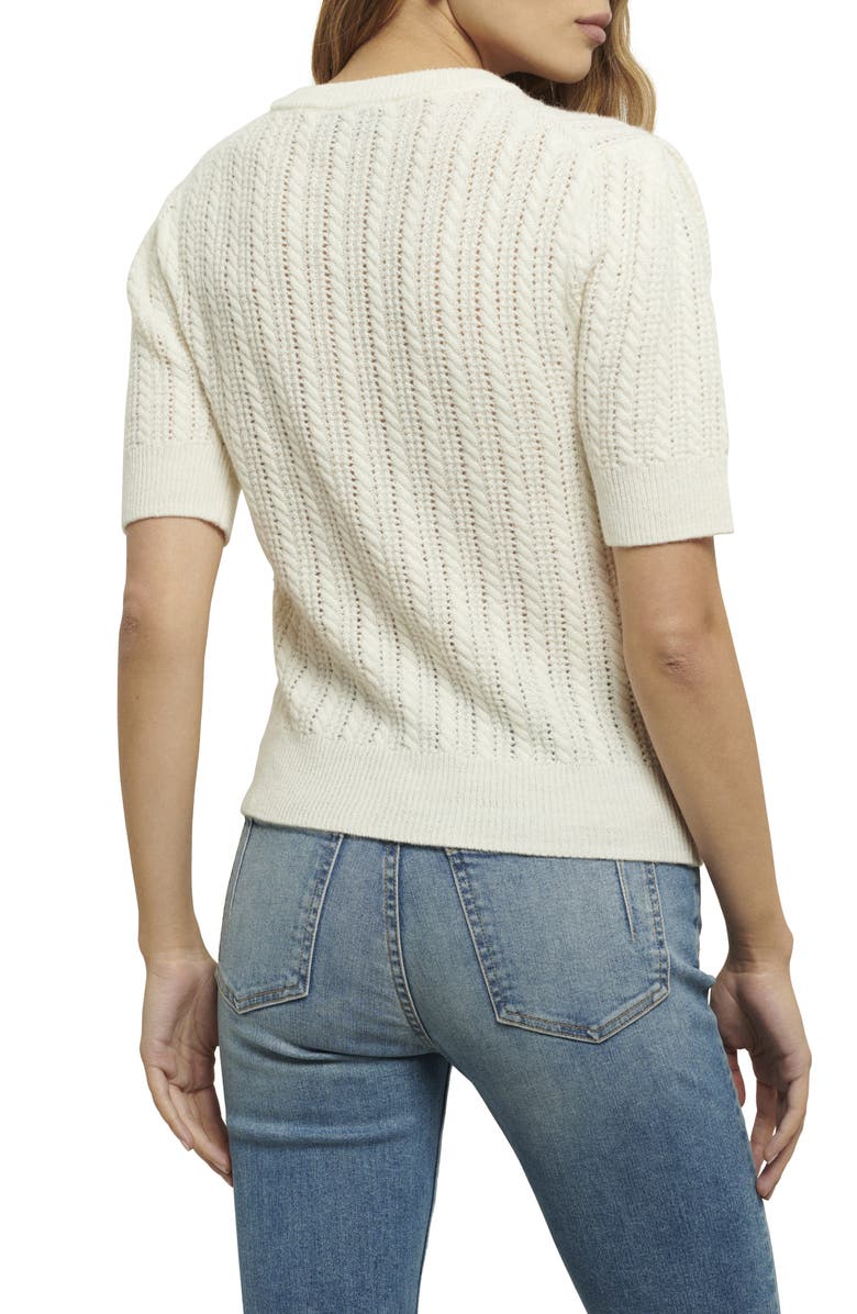 Derek Lam 10 Crosby Shea Puff Sleeve Cable Sweater, Alternate, color, Ivory