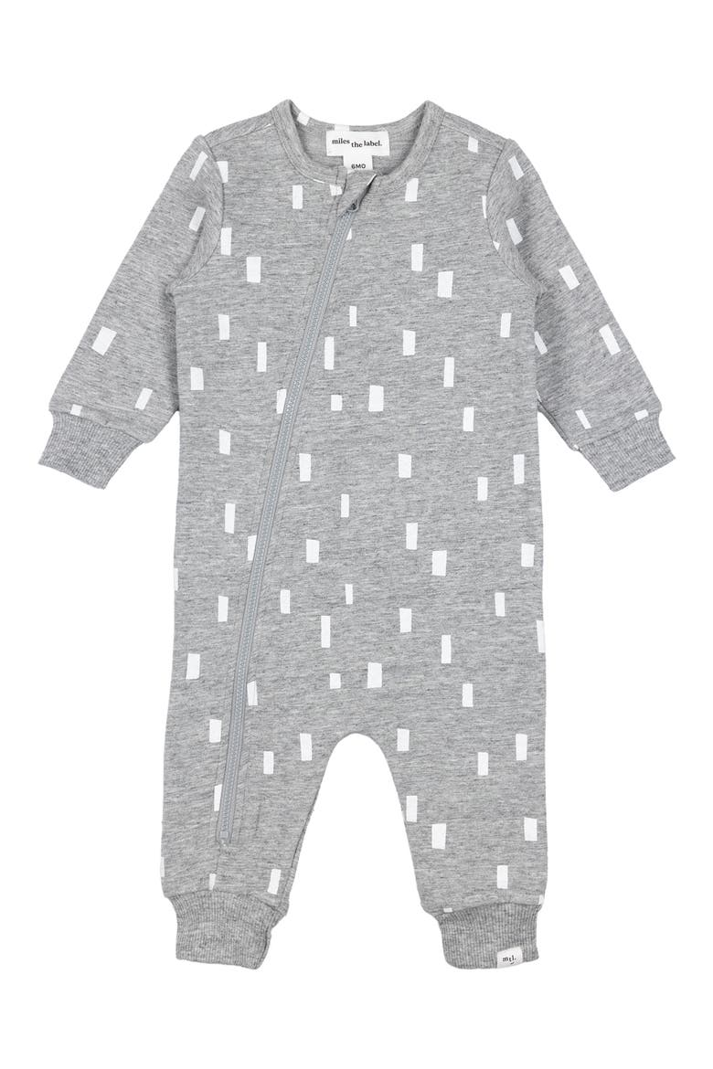 Block Print Stretch Organic Cotton Romper, Main, color, 904 LIGHT HEATHER GREY