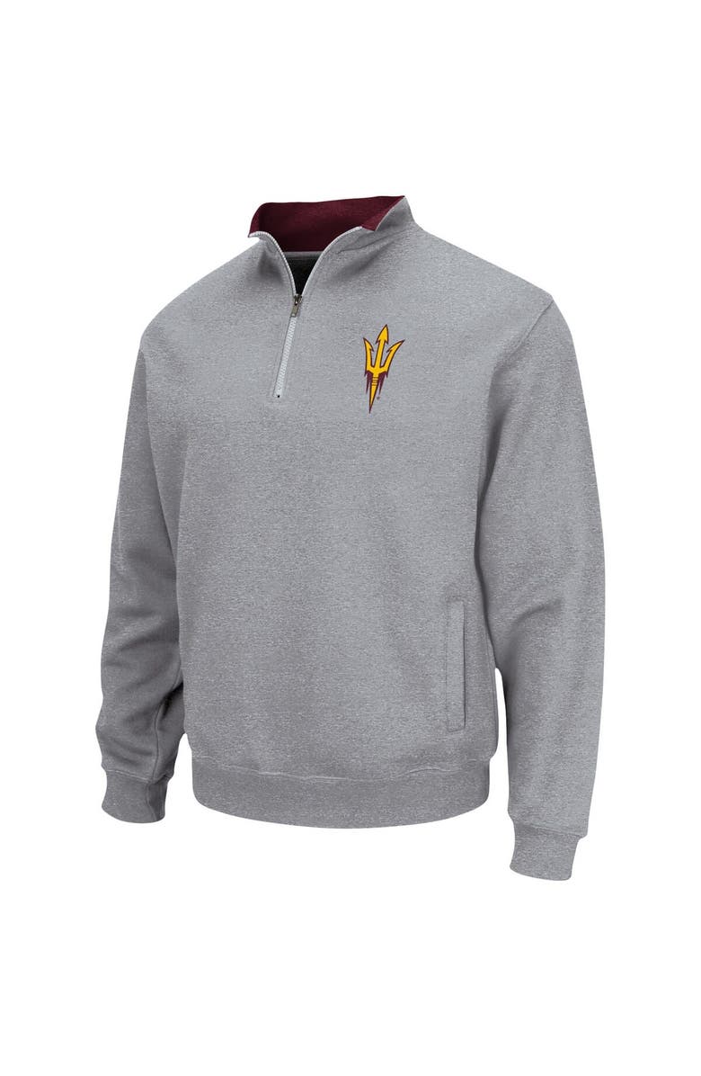 COLOSSEUM Men's Colosseum Heathered Gray Arizona State Sun Devils Tortugas Team Logo Quarter-Zip Jacket, Alternate, color, Heather Gray