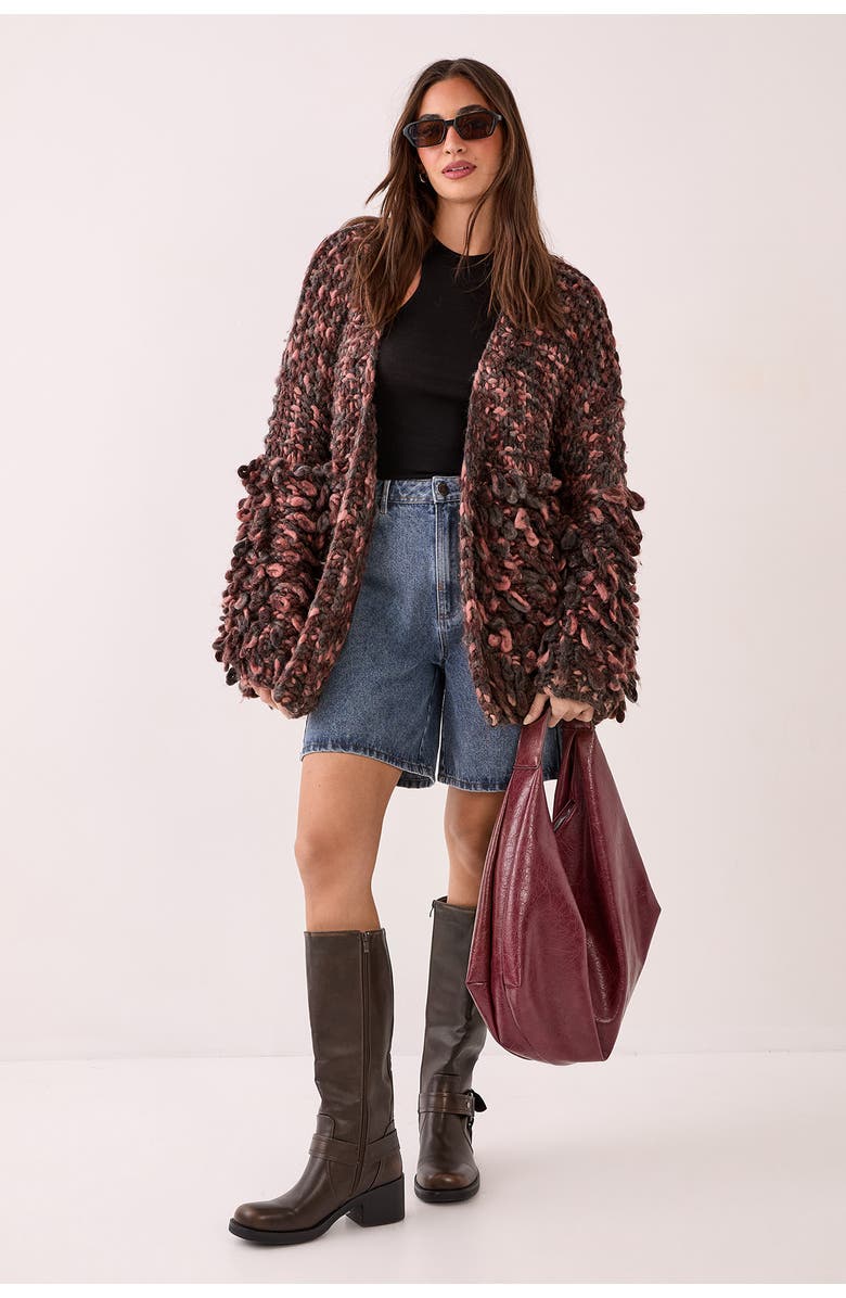 NASTY GAL Extreme Loopy Cardigan, Main, color, Pink