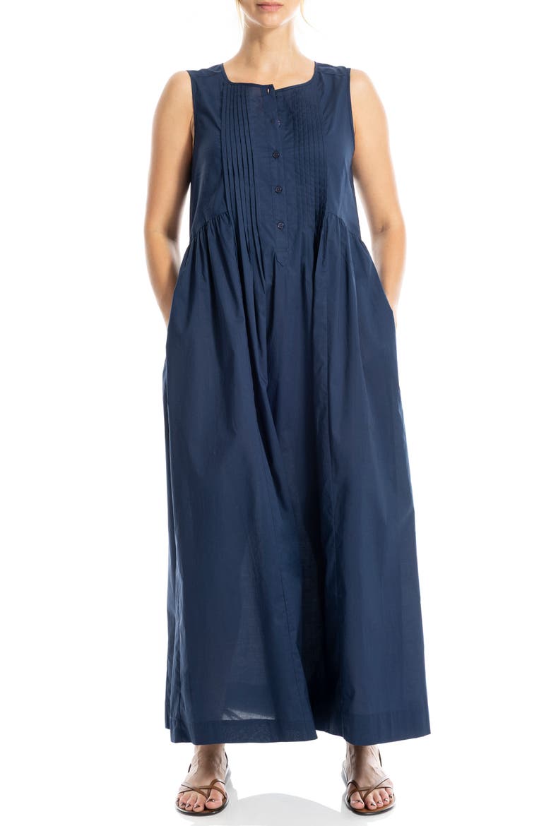 Sleeveless Button Front Maxi Dress, Alternate, color, NAVY