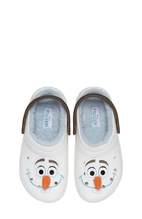 Crocs X Disney Kids' 'frozen' Olaf Classic Faux Fur Lined Clog In Beige/multi