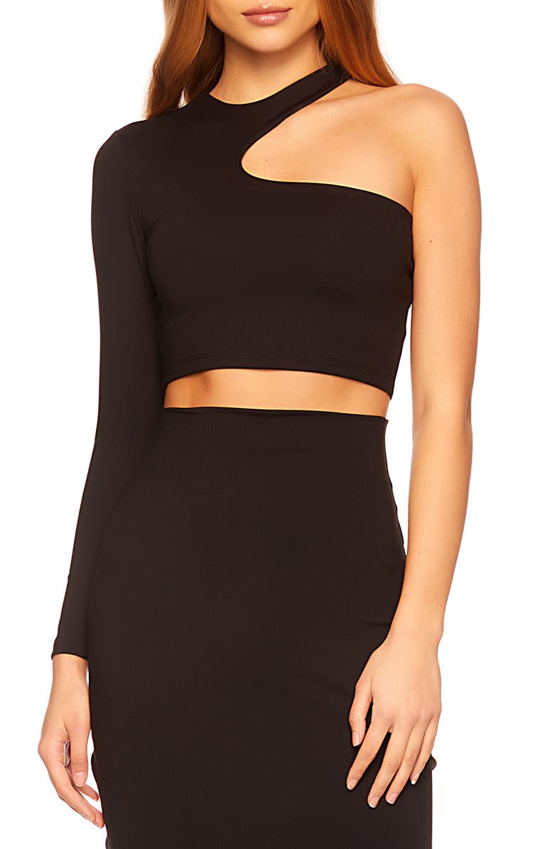 Susana Monaco One-Shoulder Cutout Crop Top, Main, color, 