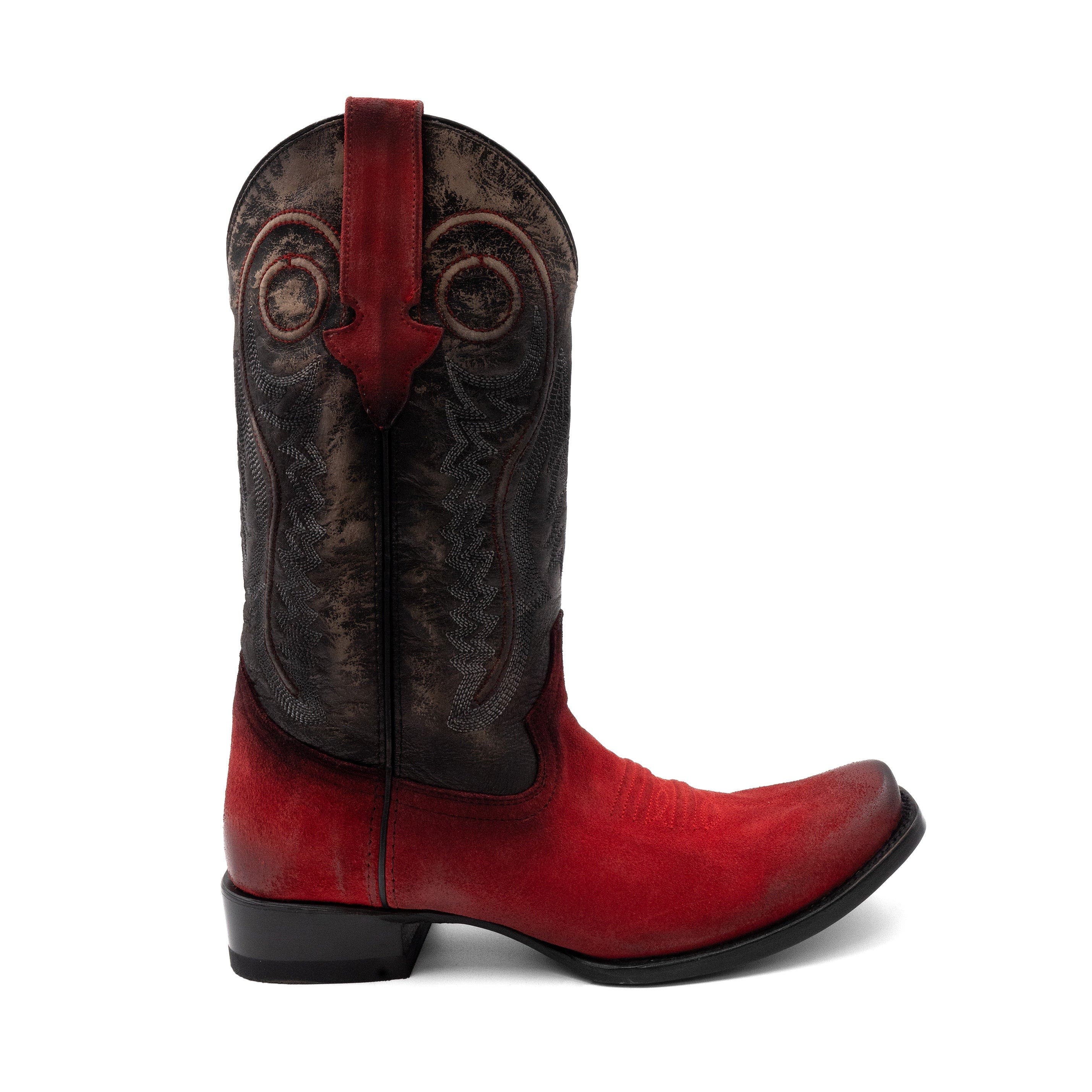 Men's Suede Roughrider Western Boot, Alternate, color, Red