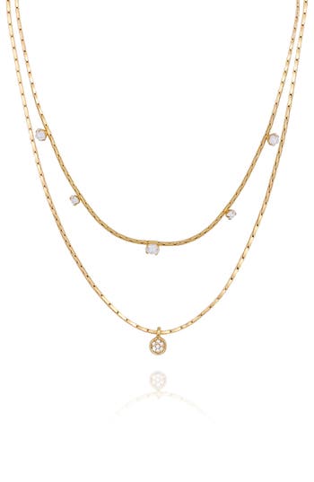 Vince Camuto Set Of 2 Crystal Chain Necklaces In Gold
