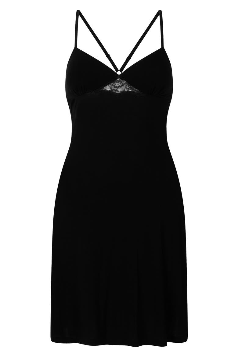 Lace Trim Jersey Chemise, Alternate, color, NORA LACE