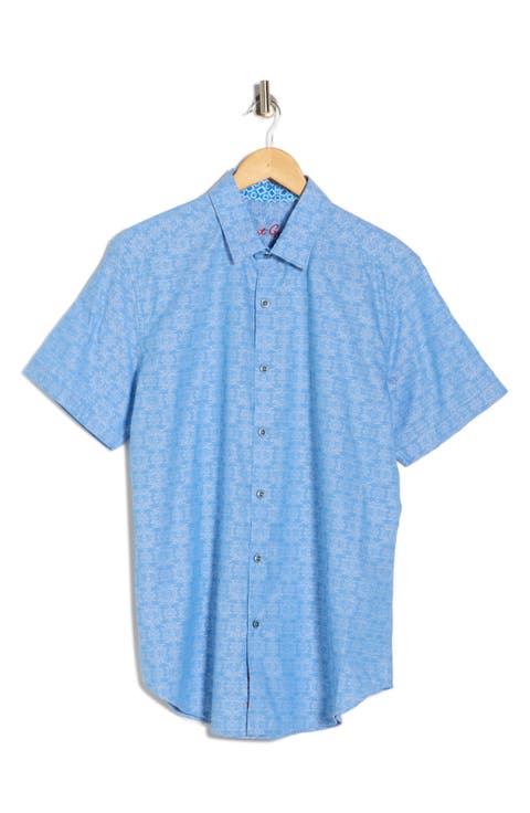 Short Sleeve Woven Button-Up Shirt