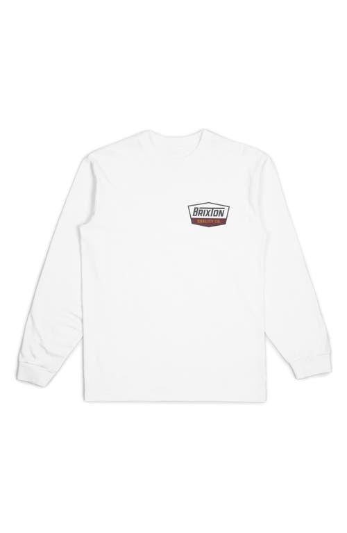 Brixton Regal Long Sleeve Graphic T-Shirt in White/Charcoal/Mahogany 