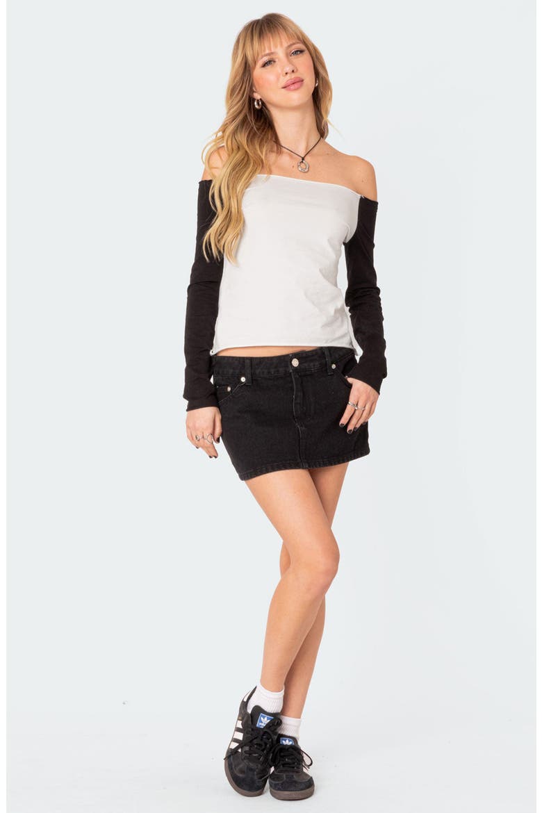 Tom Off the Shoulder Colorblock Top, Alternate, color, BLACK-AND-WHITE