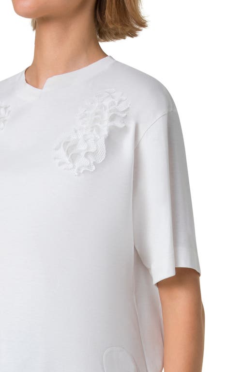 Shop Akris Punto Mesh Carnation Appliqué Cotton T-shirt In Cream