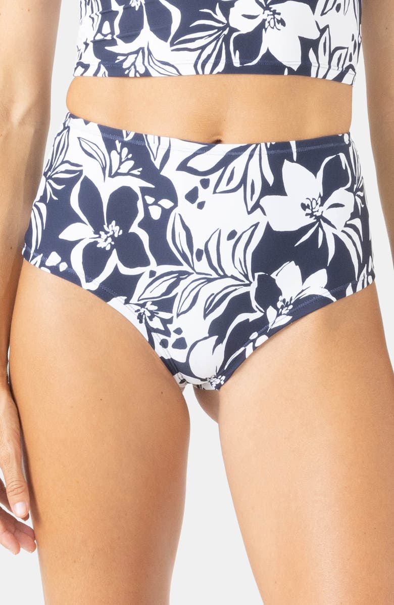 Roxy Oceanside High Waist Bikini Bottoms, Main, color, Mood Indigo