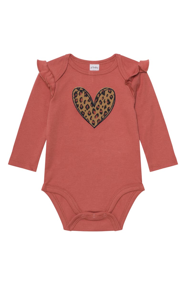 PL Baby by Petit Lem Ruffle Bodysuit, Skirted Leggings, Headband & Socks Set, Alternate, color, Leopard