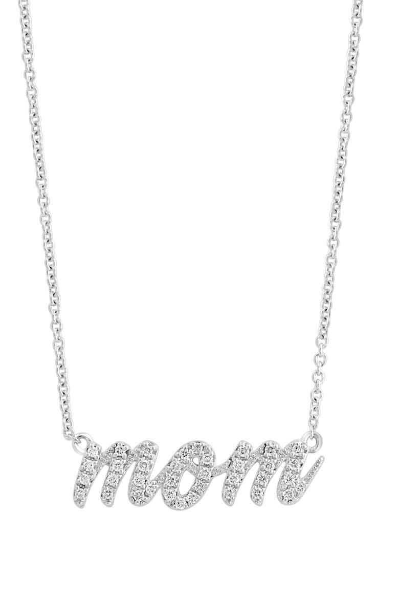 Mom Sterling Silver Diamond Pendant Necklace, Alternate, color, SILVER