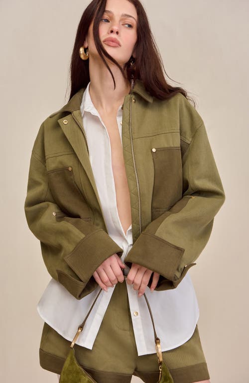 Cult Gaia Anders Colorblock Utility Jacket In Green