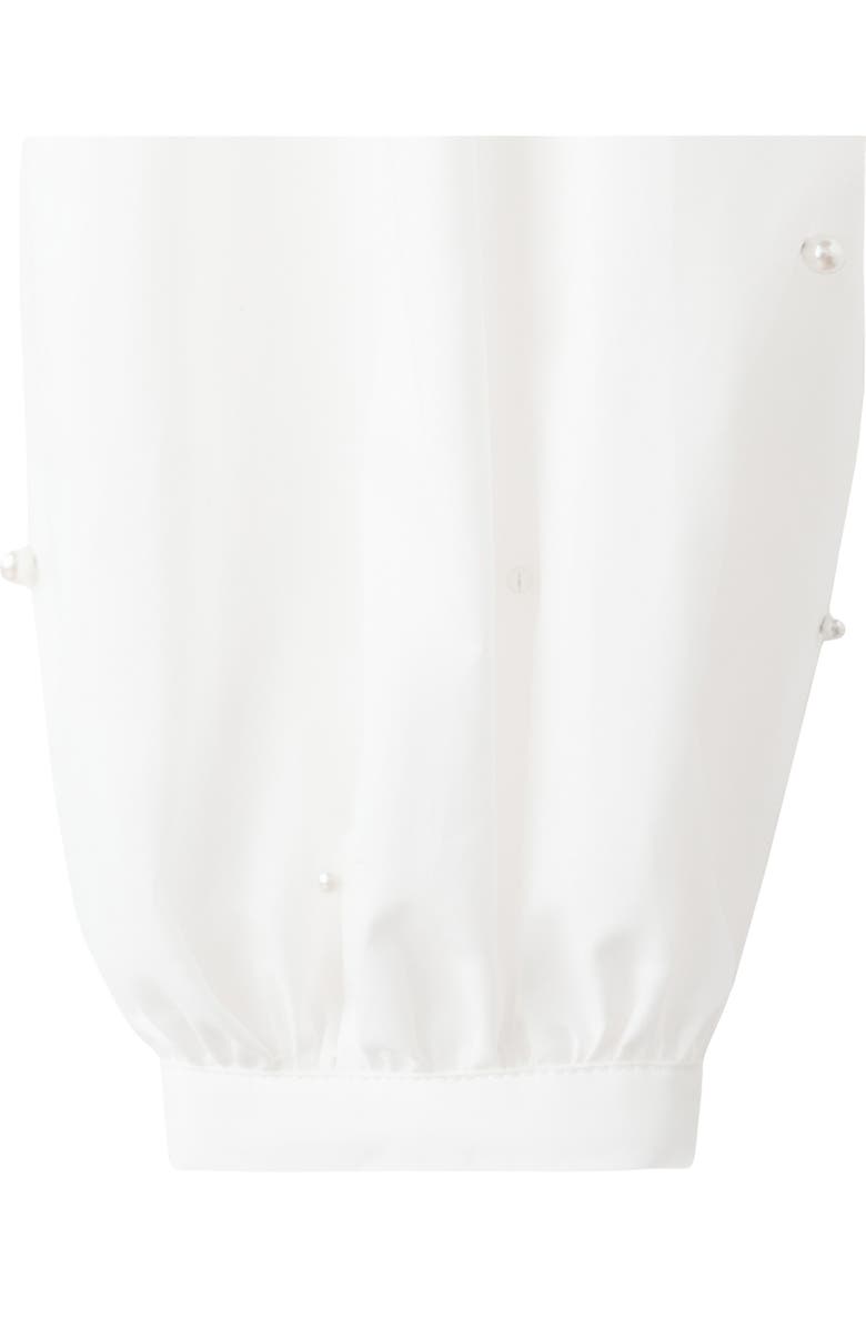 MANGO Pearl Detail Puff Sleeve Button-Up Shirt, Alternate, color, 