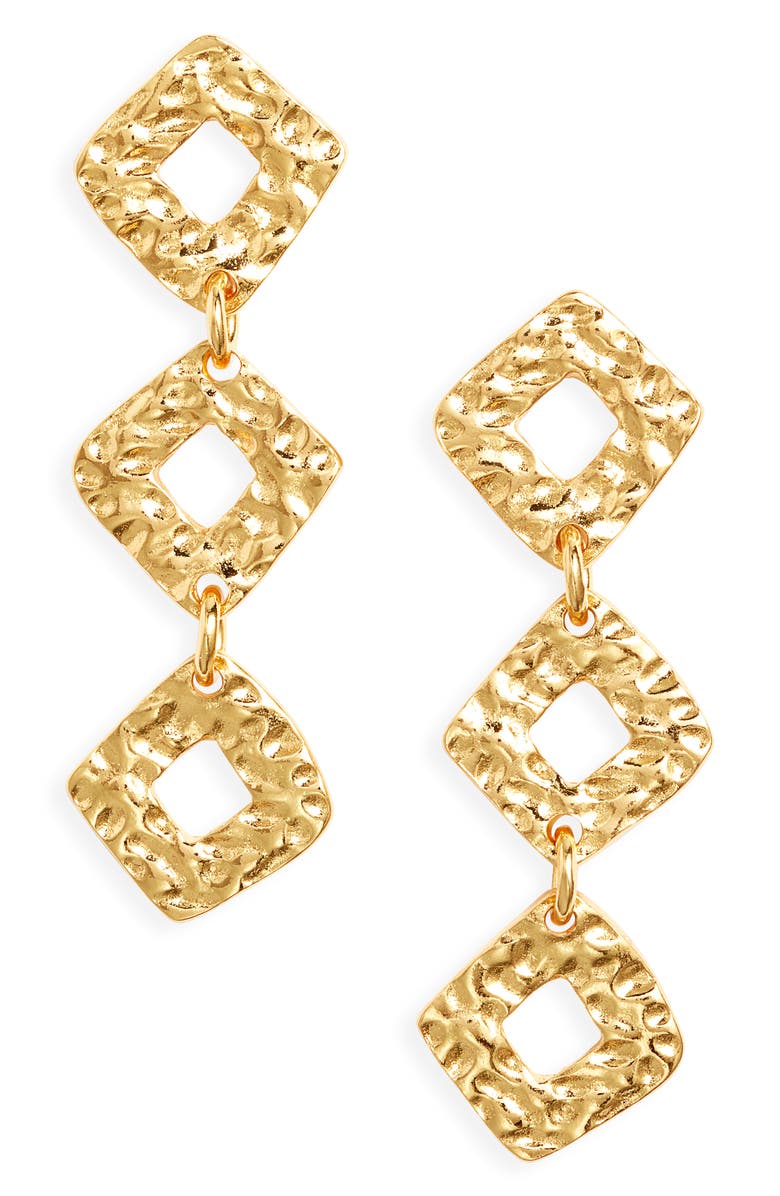 Kiara by Ki-ele Greer Geo Drop Earrings, Main, color, Gold