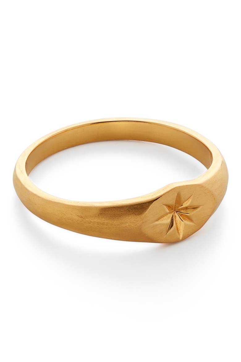 Guiding Star Signet Ring, Alternate, color, 18CT GOLD VERMEIL ON SILVER
