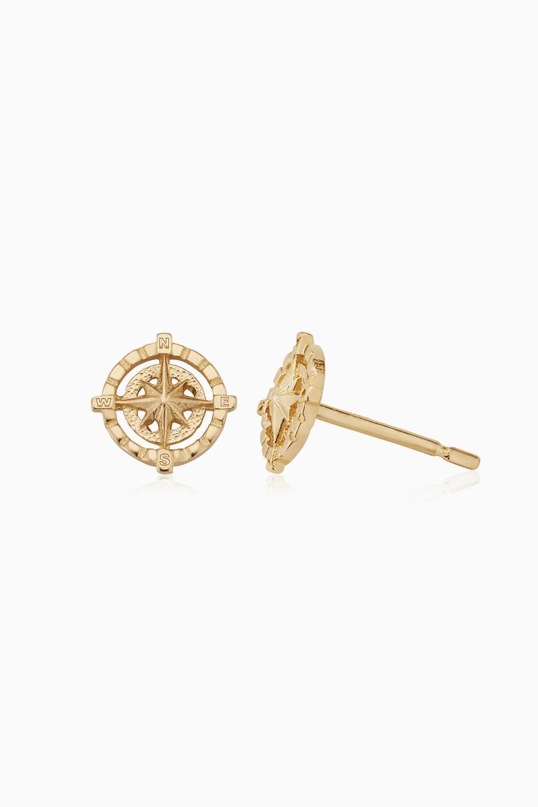 14K Yellow Gold Compass Rose Studs, Alternate, color, Yellow Gold