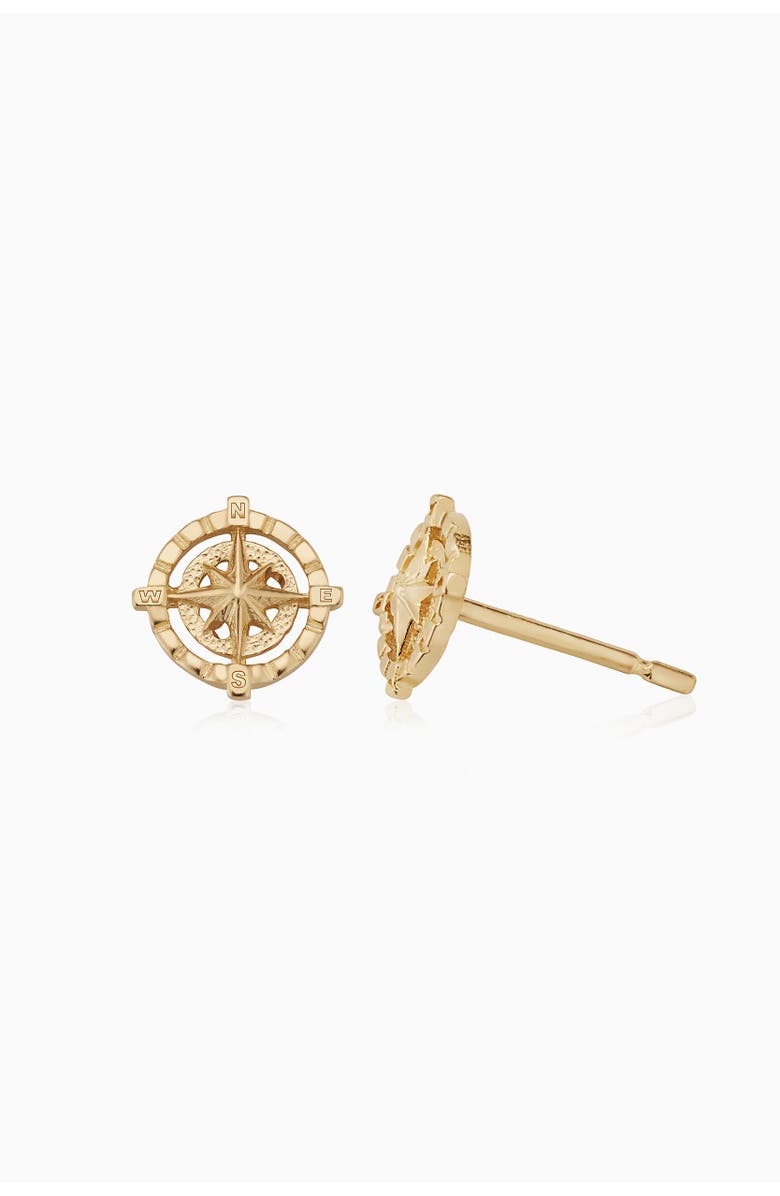 Oradina 14K Yellow Gold Compass Rose Studs, Alternate, color, Yellow Gold