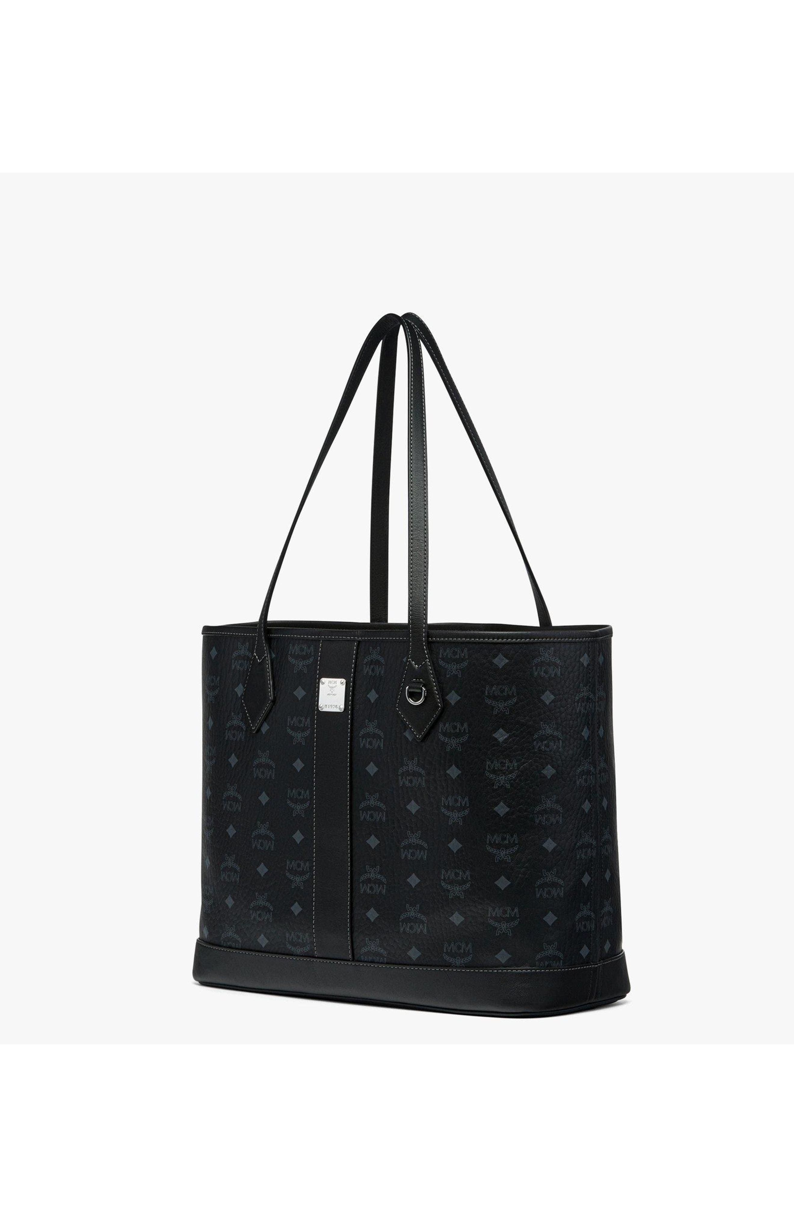MCM New Medium Liz Shopper in Visetos, Alternate, color, Black